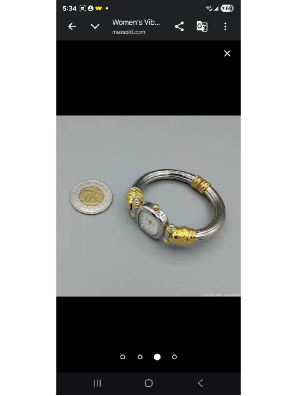 Ladies Vivani Stunning Paved Silver Gold Tone MoP Dial Cuff Bracelet Watch - Picture 3 of 6